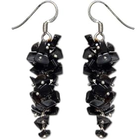 Latest Earings in Sterling Silver & Onyx Gemstone Indian Style 1.75 inches (erg121)