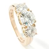 14K White or Yellow Gold Three Stone Moissanite Ring