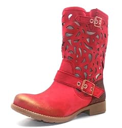 Seaside Sommer Boots Leder Stiefel Halbstiefel Stiefeletten #2762660A, Schuhgröße:41;Farbe:Coral