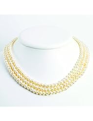 Sterling Silver Triple Strand White Freshwater Cultured Pearl Necklace