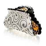 JLN Design Acrylic Crystal Clip - Scalloped - Swirls ( Medium ) Model No. F0813 ( White )