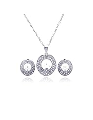 Nickel Free Sterling Silver Pendant & Earring Sets Pearl With CZ Set Pendant Length: 21.25mm Width: 17.6mm Pearl Diameter: 9.1mm Earringslength: 14.9mm Width: 13.67mm Pearl Diameter: 6.93mm