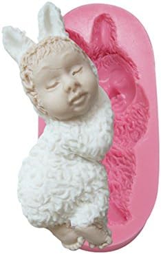 3D Rabbit Baby Silicone Fondant Mold Chocolate Polymer Clay Mould
