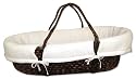Moses Basket Chocolate Set - W/ White Pique Bedding (Mbc Chocolate Basket + Mbmc-W White Sheet + Mb-Pq W White Bumper)