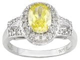 2.37CTW BELLA LUCE CANARY YELLOW DIAMOND SIMULANT AND WHITE DIAMOND SIMULANT STERLING SILVER RING