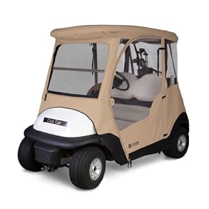 Classic Accessories Fairway Deluxe 4-Sided 2-Person Golf Cart Enclosure For Club Car, Tan