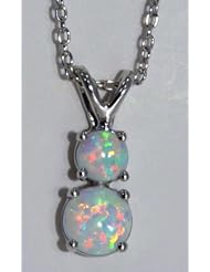 BEAUTIFUL OPAL ROUND DOUBLE PENDANT WHITE GOLD QUALITY