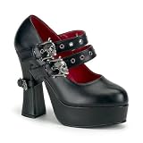 5 Inch Chunky Heel Mary Jane Skull Buckle GOTH Platform Sexy Shoe Black