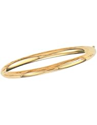 8" 14K Yellow Gold 5.0mm (1/5") Plain Polished Round Domed Classic Bangle Bracelet w/ Clasp