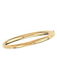 7" 14K Yellow Gold 5.0mm (1/5") Plain Polished Round Domed Classic Bangle Bracelet w/ Clasp