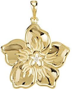 14K Yellow Gold Polished Forget Me Not Pendant
