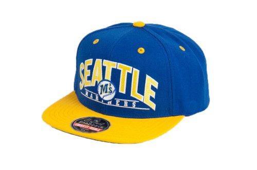 MLB Men's Seattle Mariners Arched Snapback Cap (Royal/Gold, Adjustable)