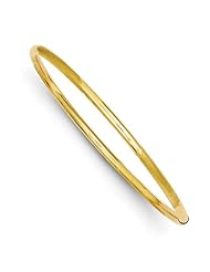 14k 3mm Polished And Satin Finish Bangle, Best Quality Free Gift Box Satisfaction Guaranteed