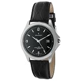 Peugeot Mens 296BK Silver-Tone Black Leather S