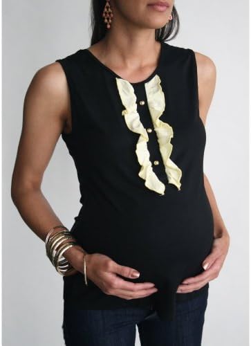 Sierra Lane Maternity : Avery Ruffle Top - Black (Medium)