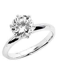 14k White Gold Round-Cut Cz Cubic Zirconia Ladies Solitaire Wedding Engagement... by 