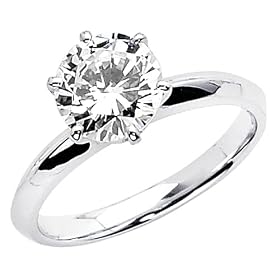 14K White Gold Round Solitaire CZ Cubic Zirconia Wedding Engagement Ring Band - Size 4