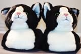 ADULT - BLACK 'N WHITE CAT - Cozy Slippers