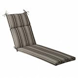 Pillow Perfect Outdoor Black/Beige Striped Chaise Lounge Cushion