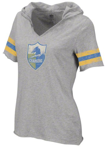 Reebok San Diego Chargers Ladies Classics Hooded Football Premium T-Shirt - Ash (Medium)