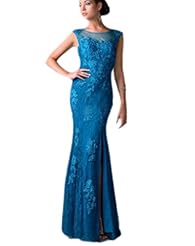 Applique Slit Lace Sheath Mermaid Evening Dress/Prom Dress 
