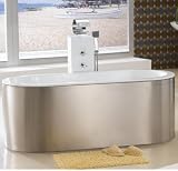 Marco Acrylic Double Ended Bath Tub with Stainless Steel Skirt - No Overflow or Faucet Holes
