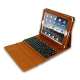 Produkt-Bild: Hochwertige iPad3 Tasche iPad2 Tasche aus Kunstleder mit extra Slim Tastatur in Braun | Tastatur herausnehmbar | Tastenlayout Deutsch