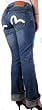 EVISU GENES JEANS Womens Low Rise Bootcut Hipster Denim Pants Light Blue/Vanilla