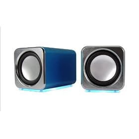 (Ricco MD02) MINI DSP 2.0 CHANNEL Ultra Light Aluminium USB Portable Travel Speaker For Laptop Desktop MAC Computer Netbook ---(Built-in DSP USB Sound Card, NO messy 3.5mm audio line-in cable is required any more.) (Metallic Blue)