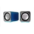 (Ricco MD02) MINI DSP 2.0 CHANNEL Ultra Light Aluminium USB Portable Travel Speaker For Laptop Desktop MAC Computer Netbook ---(Built-in DSP USB Sound Card, NO messy 3.5mm audio line-in cable is required any more.) (Metallic Blue)