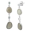 Sterling Silver Multi-Moonstone Slivers and Blue Topaz Drop Earrings
