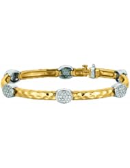1.01 Carat Diamond Oval Cluster Textured Bracelet 14K Yellow Gold