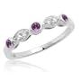 10k White Gold Diamond and Amethyst Stack Ring, Size 7