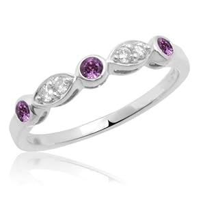 Buy 10k White or Yellow Gold Diamond and Amethyst Stack Ring by Amazon.com Collection