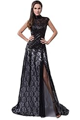 High-Neck Sequined Lace Evening Dress/Prom Dress/Wedding Party Dress 
