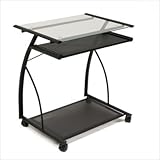 Mobile Glass Computer Cart - Black - 50100