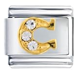 Clear Studded Horseshoe Sport Animals Italian Charms Bracelet Link