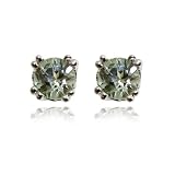 18k White Gold 4mm Himalayan Mint Tourmaline Stud Earrings