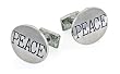 JJ Weston silver plated and enamel peace cufflinks with presentation box. Made in the USA