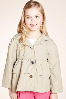 Pure Cotton Detachable Hood Frill Layered Jacket