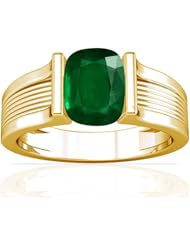 18K Yellow Gold Cushion Cut Emerald Solitaire Ring