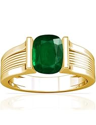14K Yellow Gold Cushion Cut Emerald Womens Astrological Ring