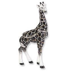 Black Enameled & Crystal Giraffe Trinket Box Perfect Gift Idea