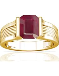 18K Yellow Gold Emerald Cut Ruby Womens Astrological Ring