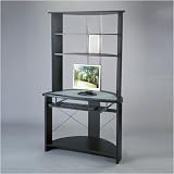 OSP Designs IN359 Insignia Black Finish SOLID WOOD Computer Desk Workstation With Hutch