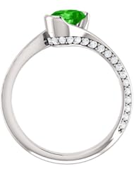 14K White Gold 7.00x5.00mm Oval Cut Tsavorite and Diamond Ring -- LIFETIME WARRANTY