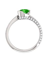 18K White Gold 7.00x5.00mm Oval Cut Tsavorite and Diamond Ring -- LIFETIME WARRANTY
