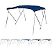 MSC 3 Bow Bimini Top Boat Cover with Rear Support Pole and Storage Boot, Color Gray,Pacific Blue,Burgundy,Navy,Beige,Forest Green,White,Black,Teal Available