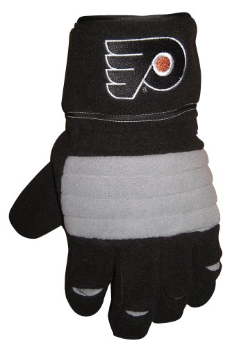 Philadelphia Flyers Adult NHL Stick Hands Polar Fleece Gloves, Black/Gray