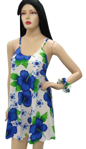 Sexy White Hibiscus Flower Print Beach Dress Sundress Slip, Sleepwear, Sleepins L XMas Christmas Gift